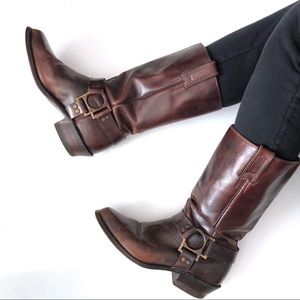 Brown leather Motorcycle boots